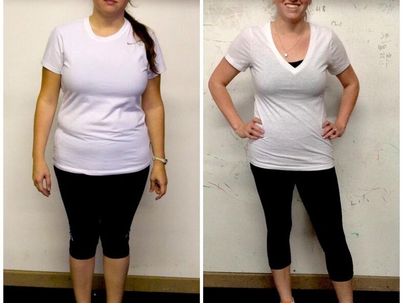A girl before and after losing weight on the Dukan diet